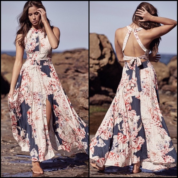 Jaase Black Floral Halter Open Back Maxi Dress - Picture 4 of 8